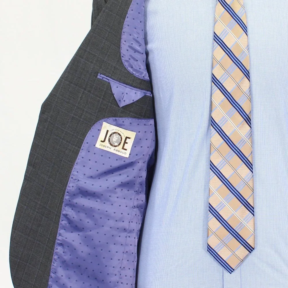 Joseph Abboud 43R Gray Check 2-Button Sport Coat Blazer Jacket V599